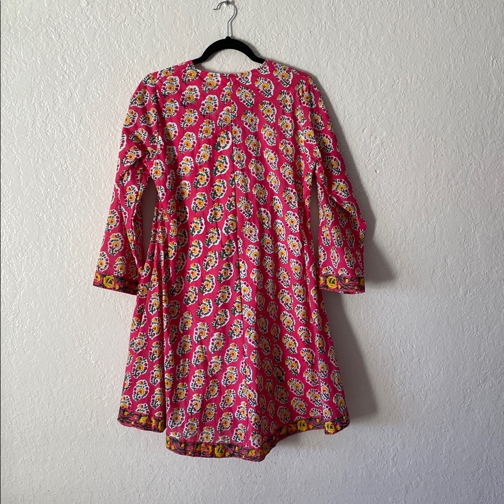 Mary Marshmallow Floral Long Sleeve Boho Dress Size S Red Yellow Resort-Wear - Picture 3 of 7